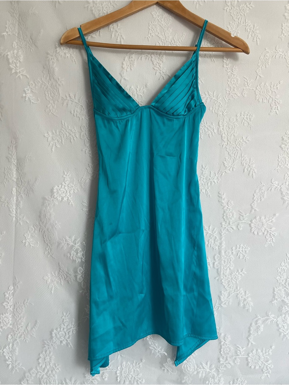 turquoise teal satin dress
